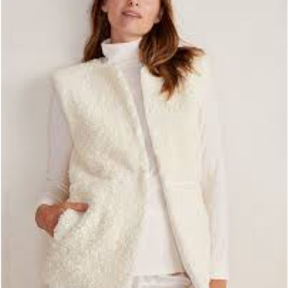 TALBOTS HAVEN Well Within Women's Cream Sleeveless Sherpa Fleece Vest